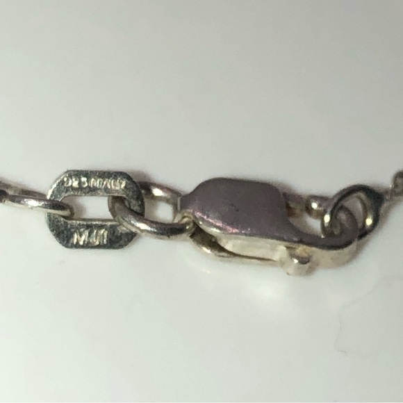 Sterling Silver & Cz Heart Egg Shaped Pendant w Chain / 16” + 1” Pendant - Picture 8 of 10